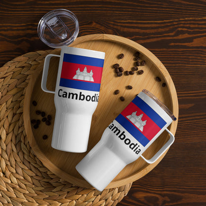 Cambodia Flag Travel Mug with Handle
