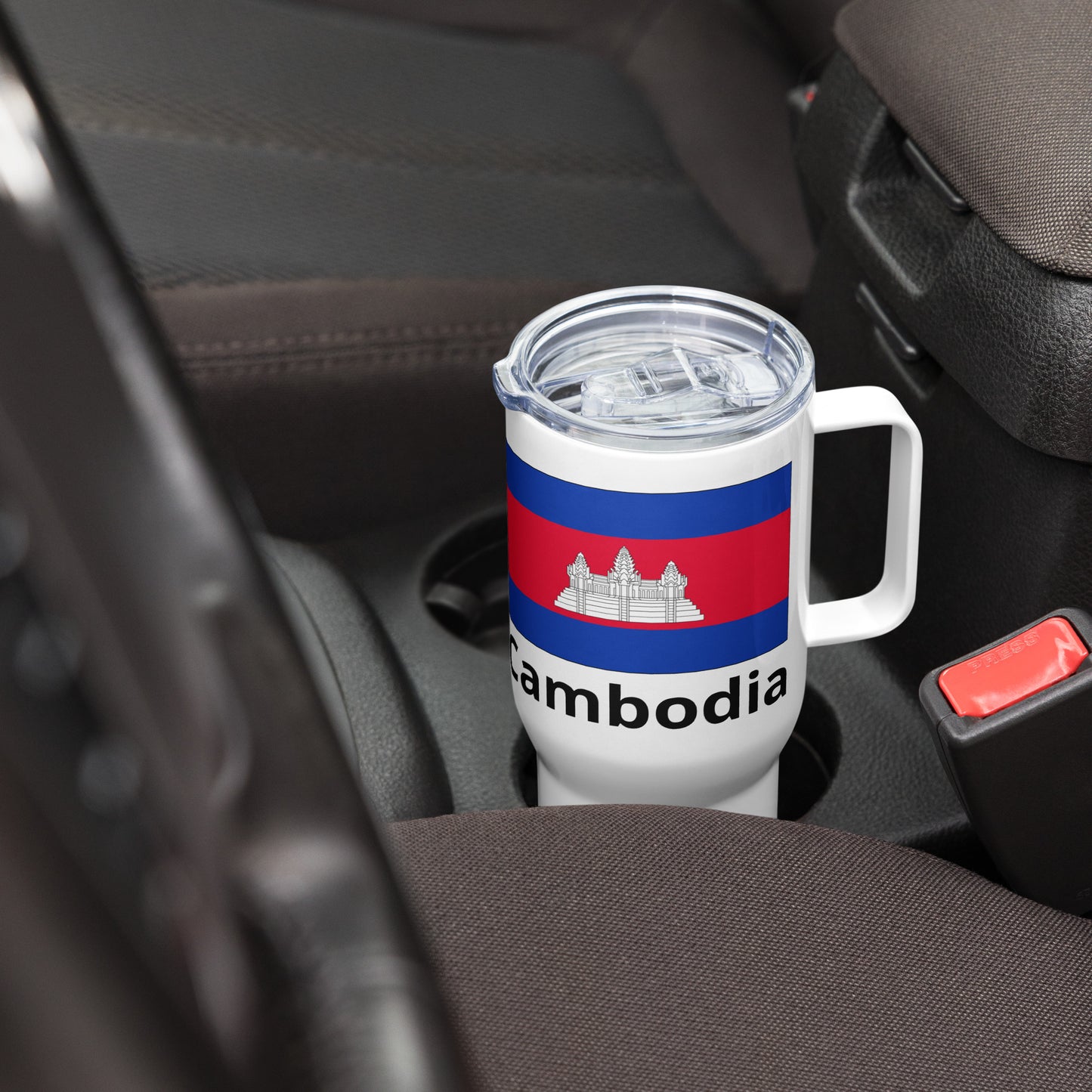 Cambodia Flag Travel Mug with Handle