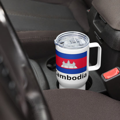 Cambodia Flag Travel Mug with Handle