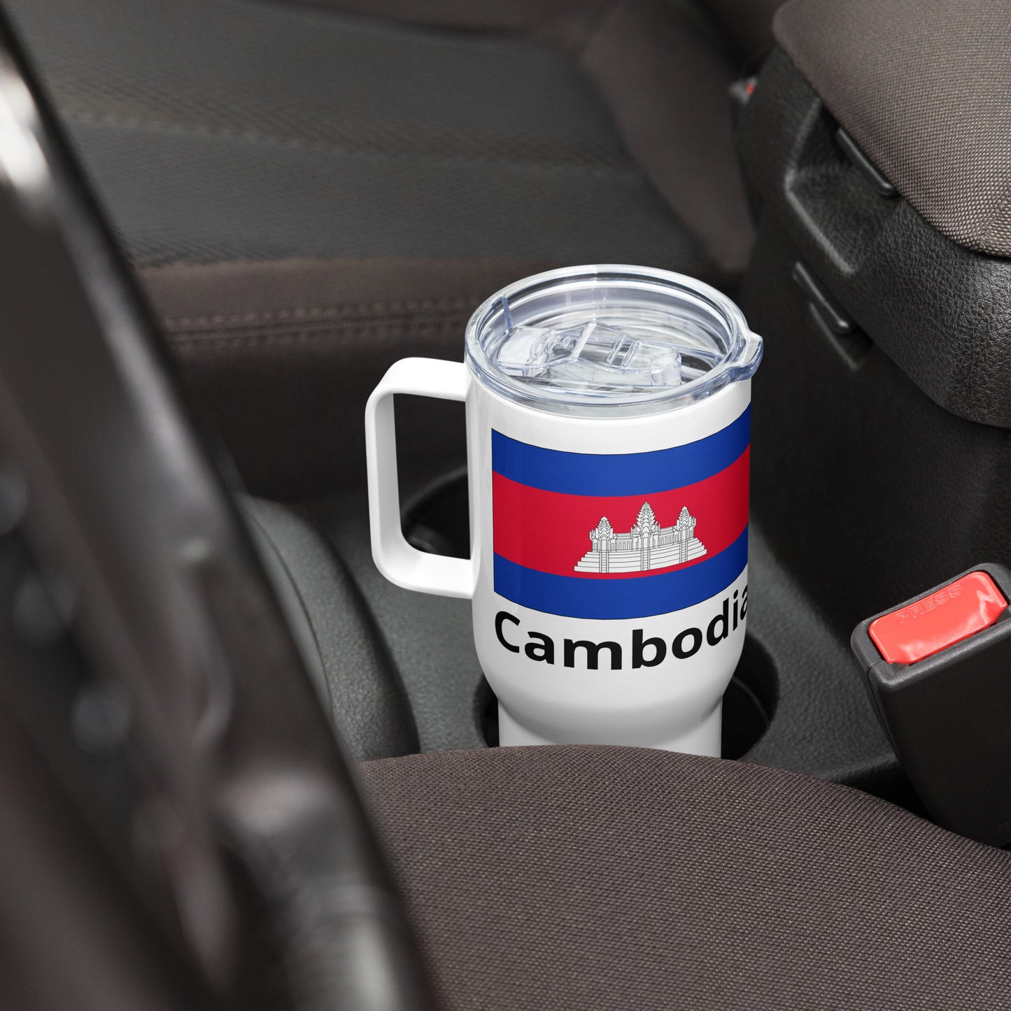 Cambodia Flag Travel Mug with Handle