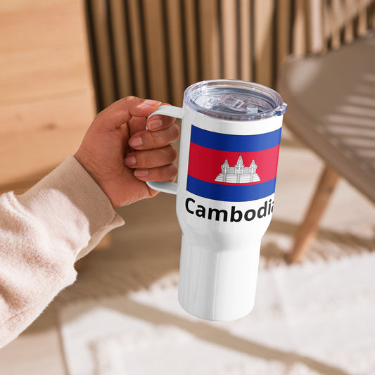 Cambodia Flag Travel Mug with Handle