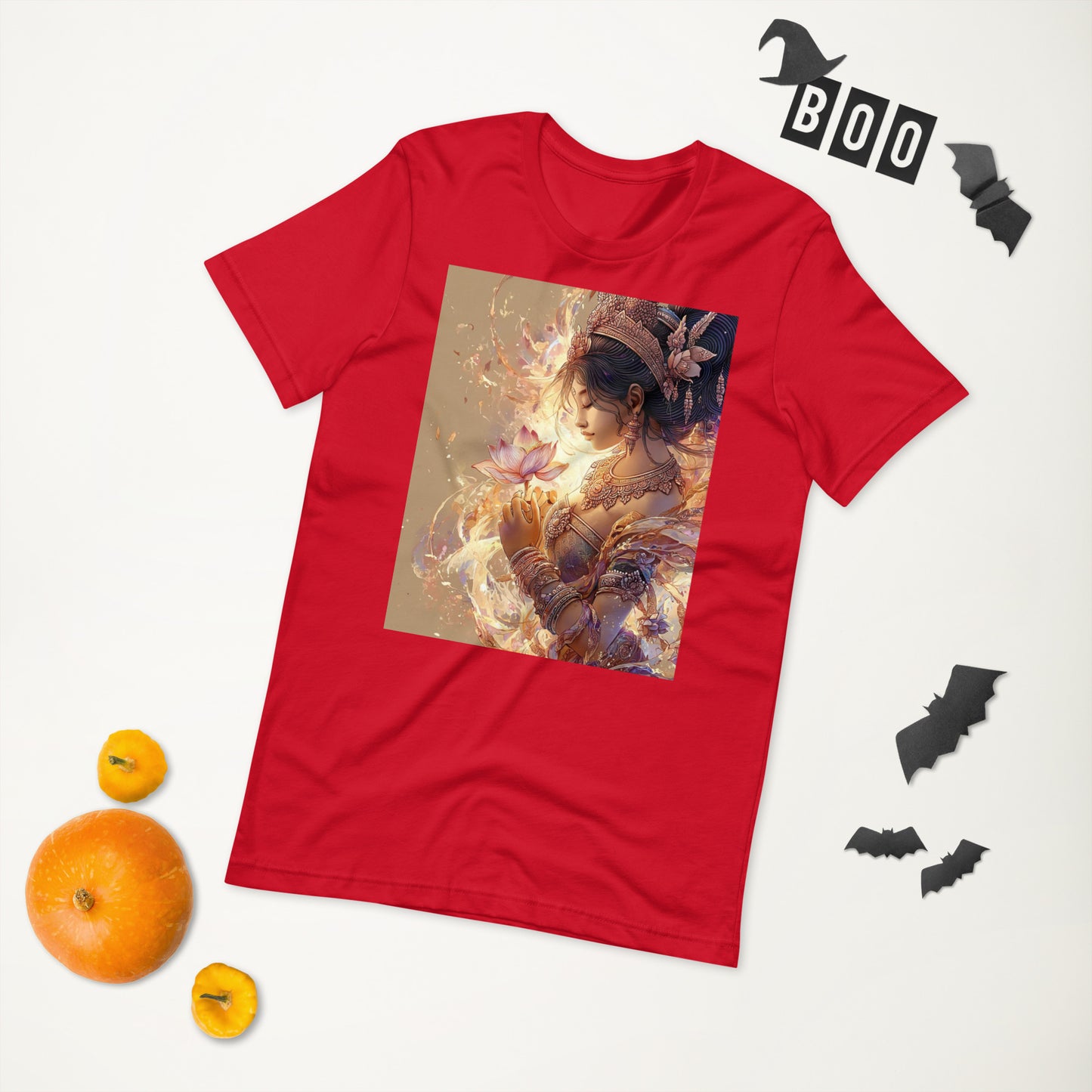 Golden Goddess Lotus Spiritual Unisex T-Shirt | DTF Print by Allstar Kustoms