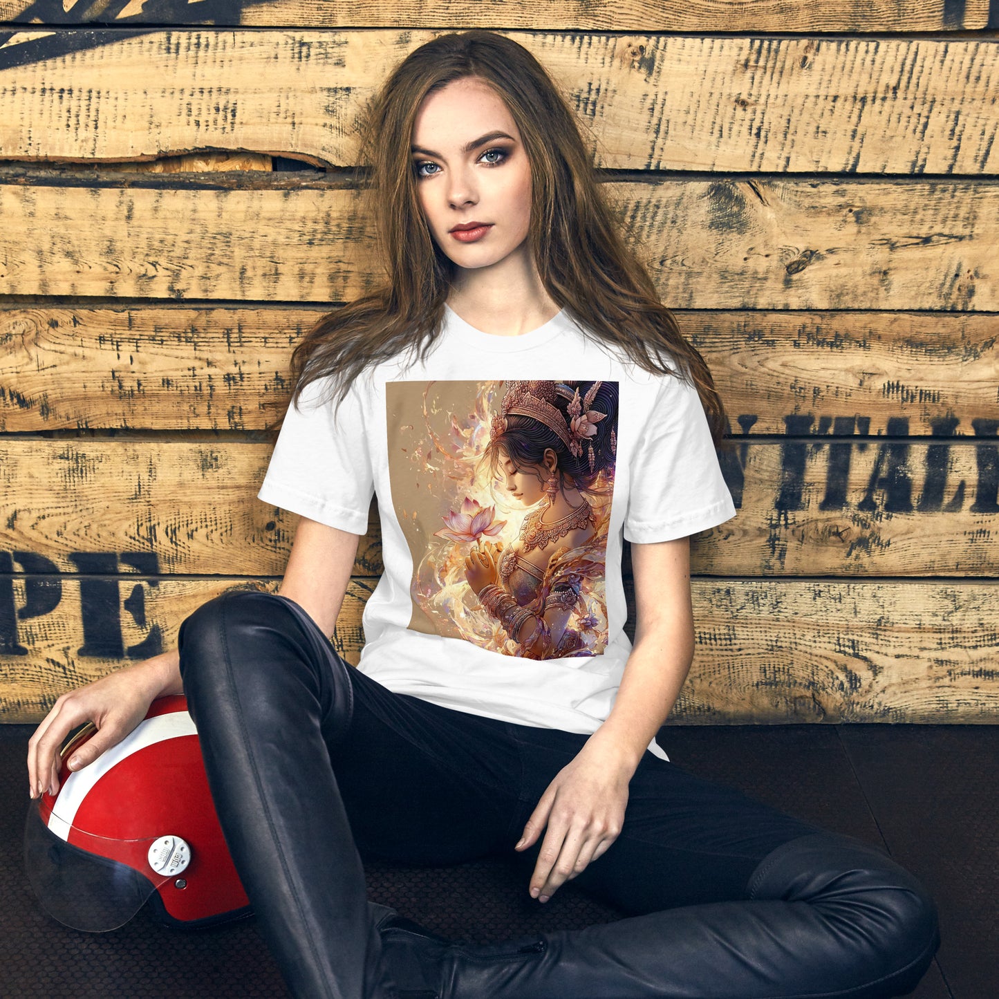 Golden Goddess Lotus Spiritual Unisex T-Shirt | DTF Print by Allstar Kustoms