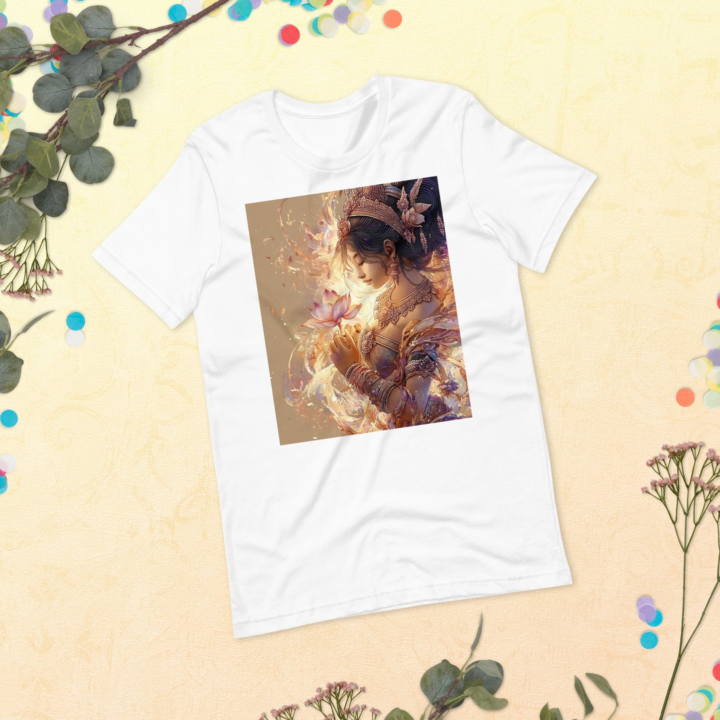Golden Goddess Lotus Spiritual Unisex T-Shirt | DTF Print by Allstar Kustoms