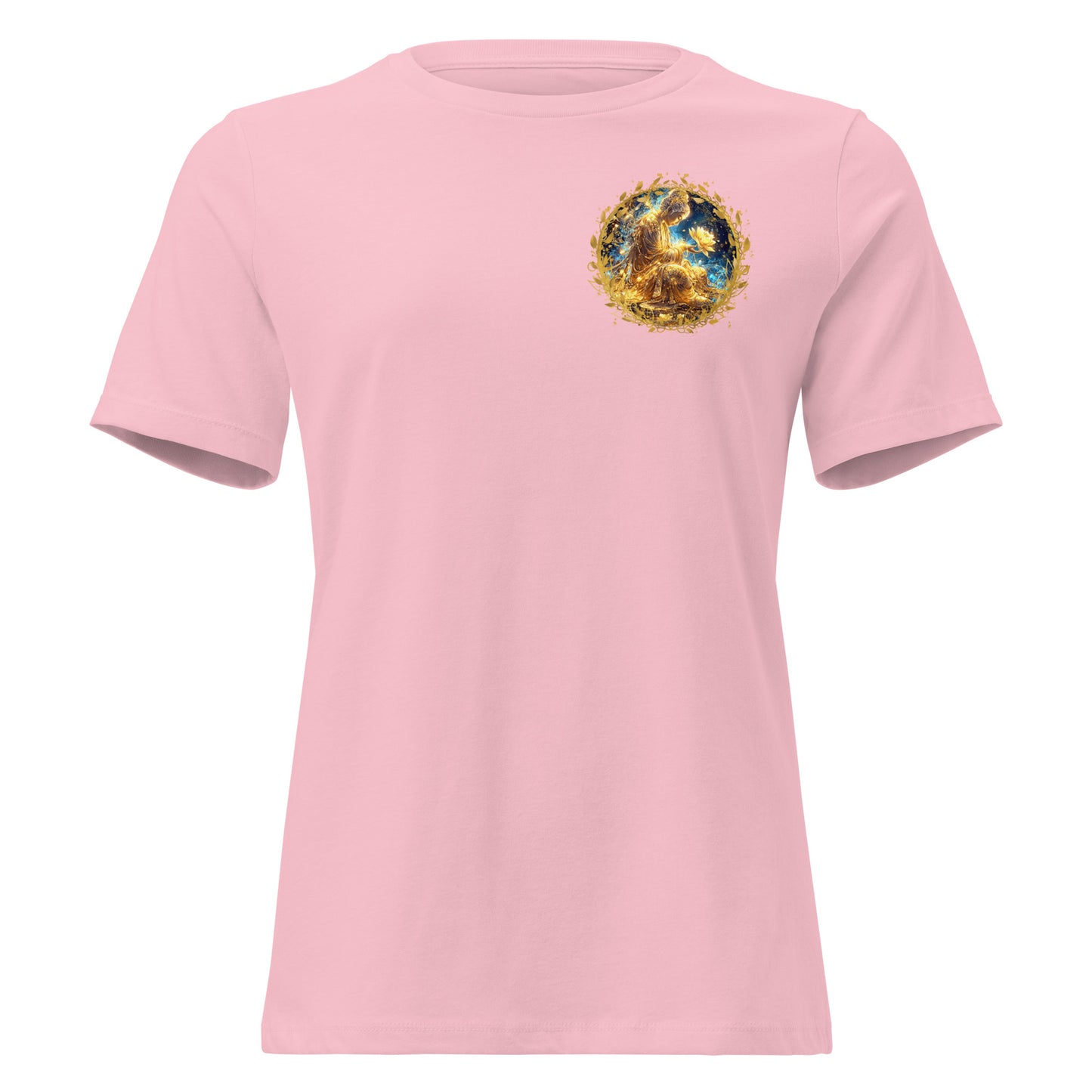 Golden Buddha Lotus – Spiritual Women’s Relaxed Tee